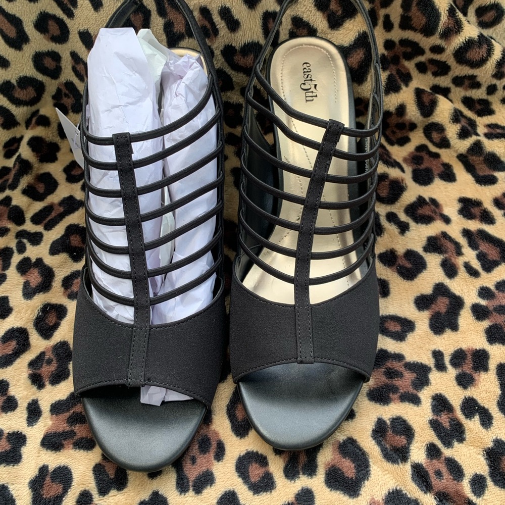 East 5th  Black Strappy Heels